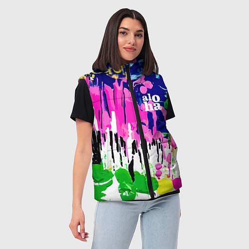 Женский жилет Colorful abstraction - aloha / 3D-Черный – фото 3