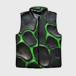 Женский жилет Черная потертая текстура на зеленом фоне