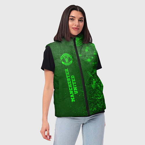 Женский жилет Manchester United - green gradient по-вертикали / 3D-Черный – фото 3