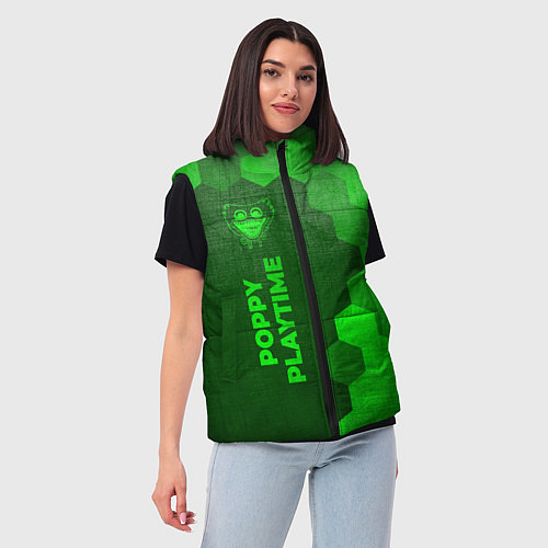 Женский жилет Poppy Playtime - green gradient по-вертикали / 3D-Черный – фото 3