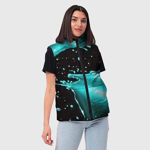 Женский жилет Разрыв голубой краски / 3D-Черный – фото 3