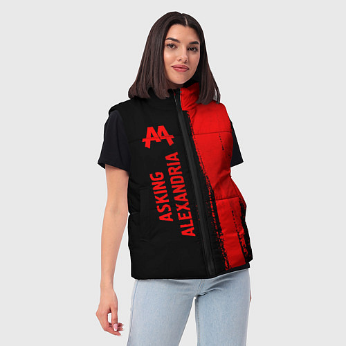 Женский жилет Asking Alexandria - red gradient по-вертикали / 3D-Черный – фото 3