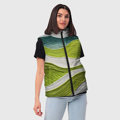 Женский жилет Лаймовые волны / 3D-Черный – фото 3