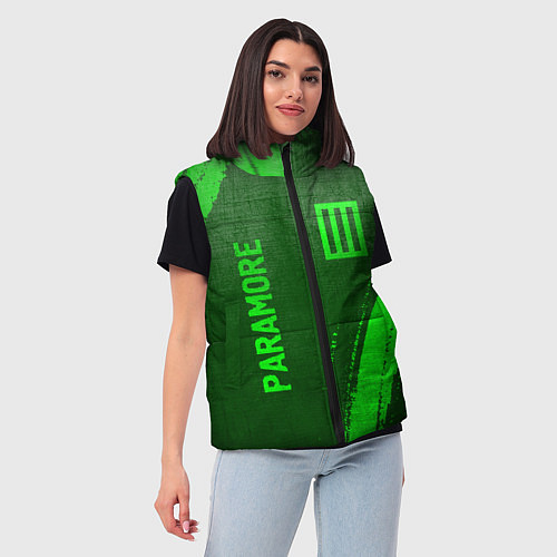 Женский жилет Paramore - green gradient вертикально / 3D-Черный – фото 3