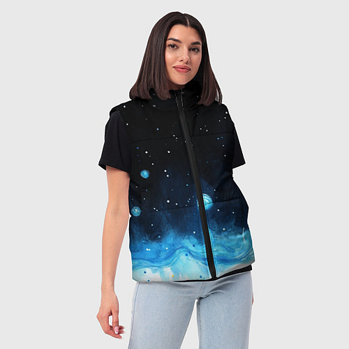 Женский жилет Синяя светящееся краска / 3D-Черный – фото 3