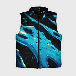Женский жилет Синие волны краски на черном, цвет: 3D-светло-серый