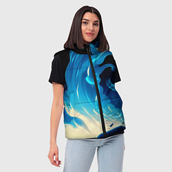 Женский жилет Бело-синее пламя из абстрактных красок, цвет: 3D-черный — фото 2
