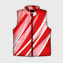Женский жилет Красно-белый абстракция с полосами, цвет: 3D-красный