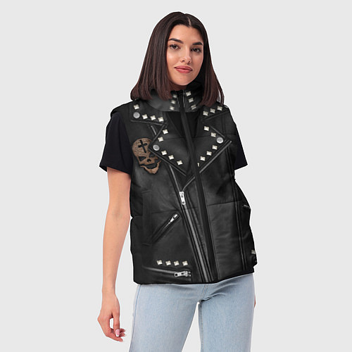 Женский жилет Косуха с черепом / 3D-Черный – фото 3
