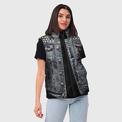 Женский жилет Джинсовка с черепом и татуировкой дракона, цвет: 3D-светло-серый — фото 2