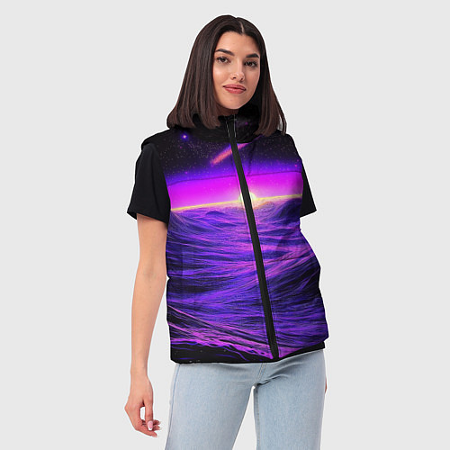 Женский жилет Космический пейзаж и комета / 3D-Черный – фото 3