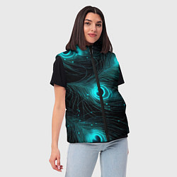 Женский жилет Светящиеся перья павлина паттерн, цвет: 3D-светло-серый — фото 2