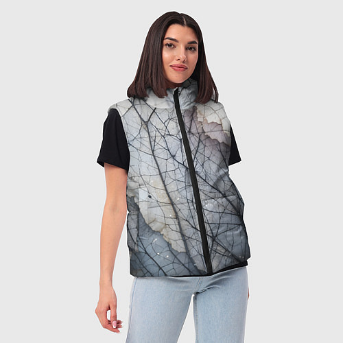 Женский жилет Прожилки листьев / 3D-Черный – фото 3