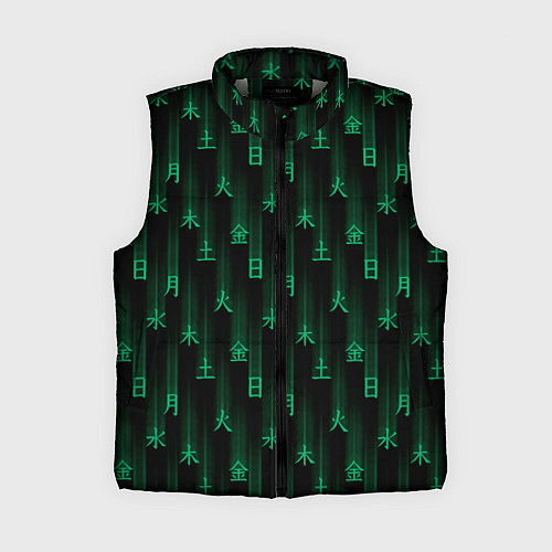Женский жилет Паттерн с днями недели зелеными иероглифами / 3D-Светло-серый – фото 1