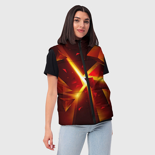 Женский жилет Трехмерный взрыв неоновых плит абстракция / 3D-Черный – фото 3