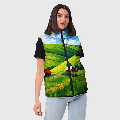 Женский жилет Русская деревенька / 3D-Черный – фото 3
