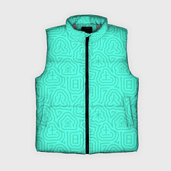 Женский жилет Лабиринтовый паттерн с иероглифами на бирюзе