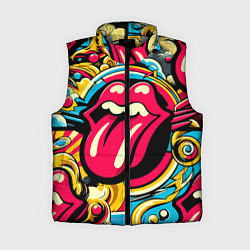 Женский жилет Rolling Stones logo - pop art pattern, цвет: 3D-светло-серый