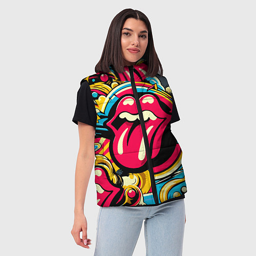 Женский жилет Rolling Stones logo - pop art pattern / 3D-Светло-серый – фото 3