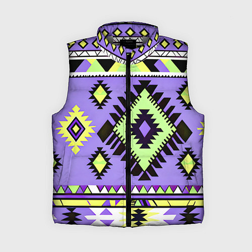 Женский жилет Геометрический сиренево желтый орнамент ацтеков / 3D-Светло-серый – фото 1