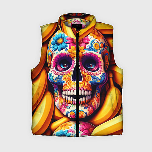 Женский жилет Цветочный череп среди бананов - нейроарт / 3D-Светло-серый – фото 1