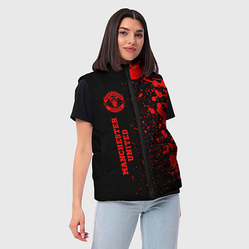Женский жилет Manchester United - red gradient по-вертикали / 3D-Черный – фото 3