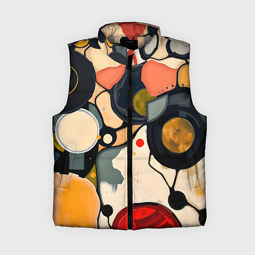 Женский жилет Абстракция с кругами и краской / 3D-Светло-серый – фото 1