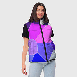 Женский жилет Сине-розовый крупные фрагменты, цвет: 3D-черный — фото 2