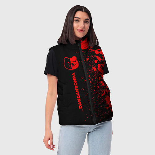 Женский жилет Danganronpa - red gradient по-вертикали / 3D-Черный – фото 3