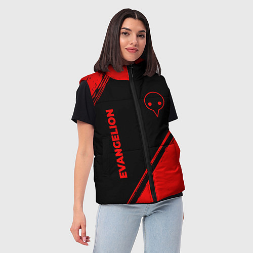 Женский жилет Evangelion - red gradient вертикально / 3D-Черный – фото 3