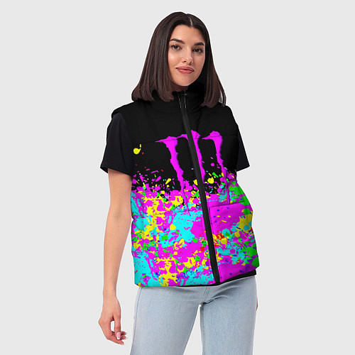 Женский жилет Monster energy краски неоновые / 3D-Черный – фото 3