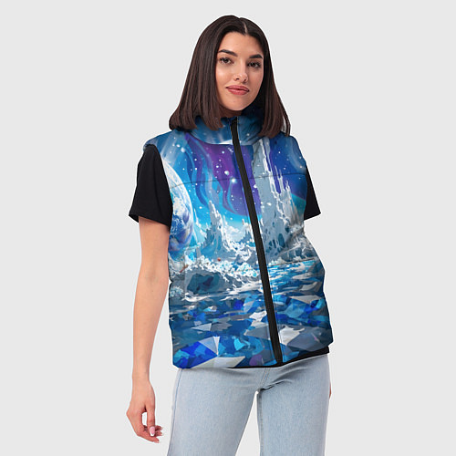 Женский жилет Космический фантастический пейзаж / 3D-Черный – фото 3
