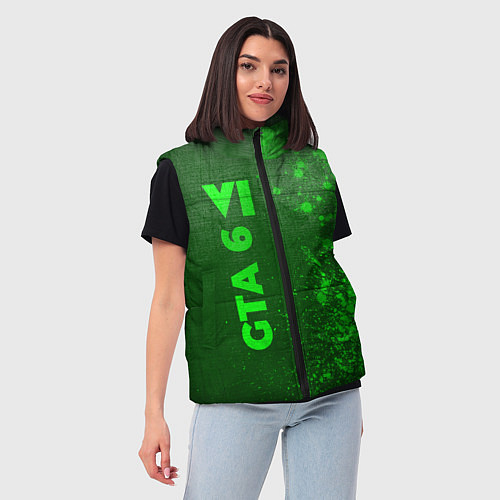 Женский жилет GTA 6 - green gradient по-вертикали / 3D-Черный – фото 3