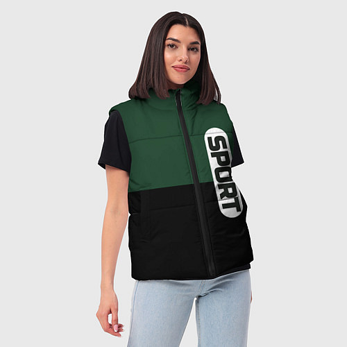 Женский жилет Sport чёрно-зелёный с белым / 3D-Черный – фото 3