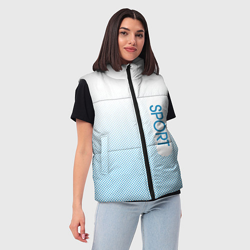 Женский жилет Sport бело-голубой текстурный / 3D-Светло-серый – фото 3