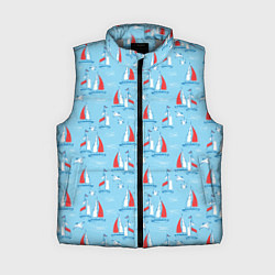 Женский жилет Морской паттерн с парусными лодками и чайками