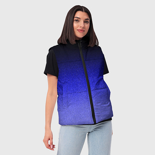 Женский жилет Градиент индиго из чёрно в синий текстура крошка / 3D-Черный – фото 3