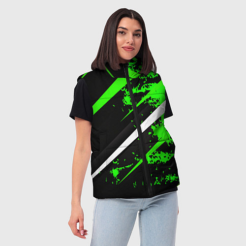 Женский жилет Color black and green / 3D-Черный – фото 3