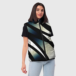 Женский жилет Чёрно-белый с синим затемнением полосы, цвет: 3D-черный — фото 2
