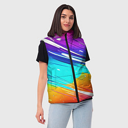 Женский жилет Радужные брызги краски текстура, цвет: 3D-черный — фото 2