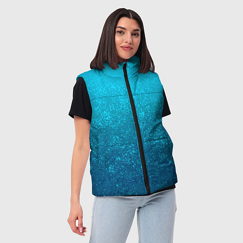 Женский жилет Лазурный голубой текстурный градиент / 3D-Черный – фото 3