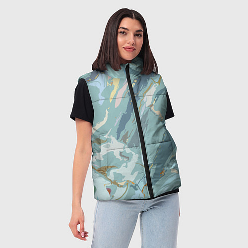 Женский жилет Холодный голубой абстракция / 3D-Черный – фото 3
