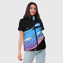 Женский жилет Синяя волна на черном - текстура, цвет: 3D-черный — фото 2