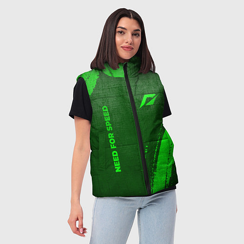 Женский жилет Need for Speed - green gradient вертикально / 3D-Черный – фото 3