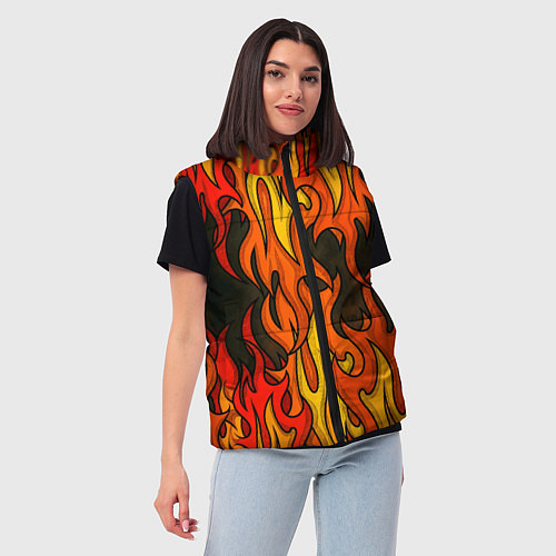 Женский жилет Языки пламени арт / 3D-Черный – фото 3