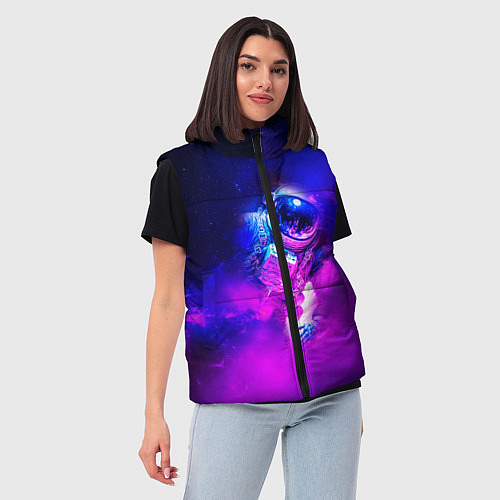 Женский жилет Космонавт среди облаков / 3D-Черный – фото 3
