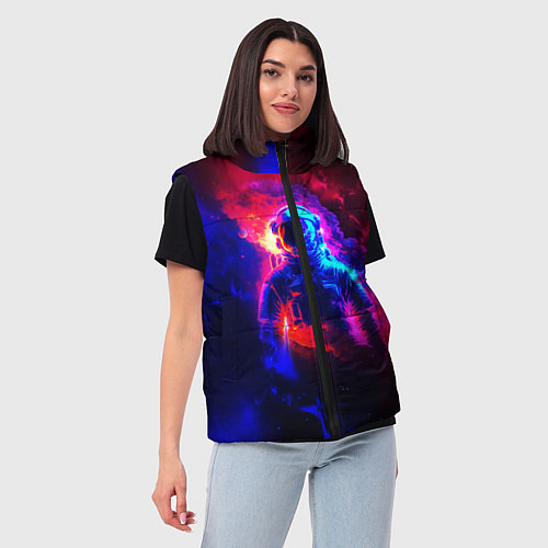 Женский жилет Космонавт в пламени / 3D-Черный – фото 3