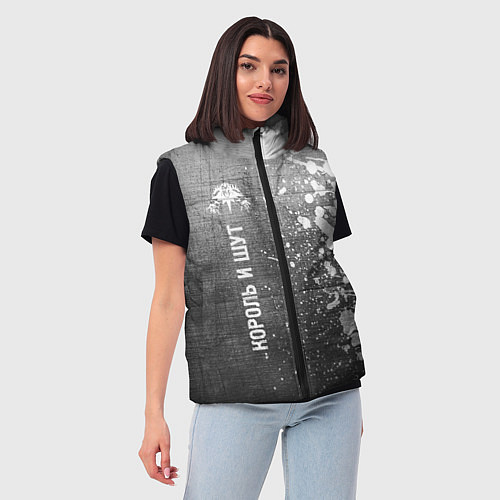 Женский жилет Король и Шут - grey gradient по-вертикали / 3D-Черный – фото 3