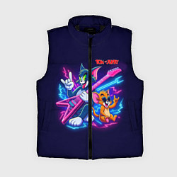 Женский жилет Том и Джерри рок музыканты - неоновое свечение, цвет: 3D-черный