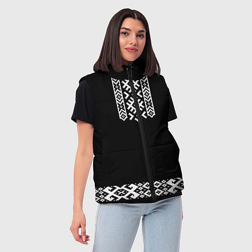 Женский жилет Славянский орнамент и узор на черном - вышиванка р / 3D-Черный – фото 3